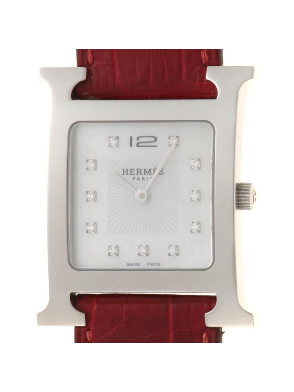 Hermes H Watch Stainless Steel White Shell